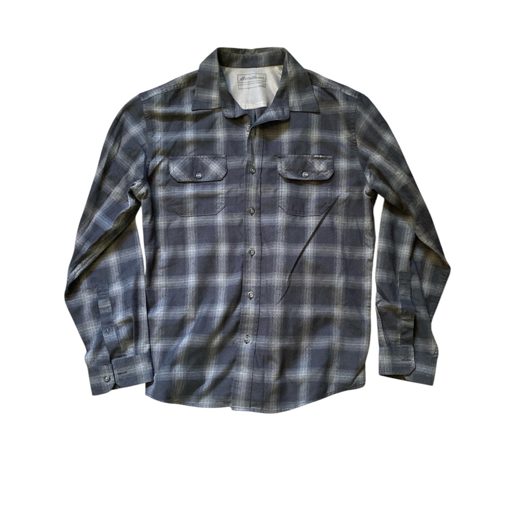 EUC Eddie Bauer Gray Plaid Shirt | L